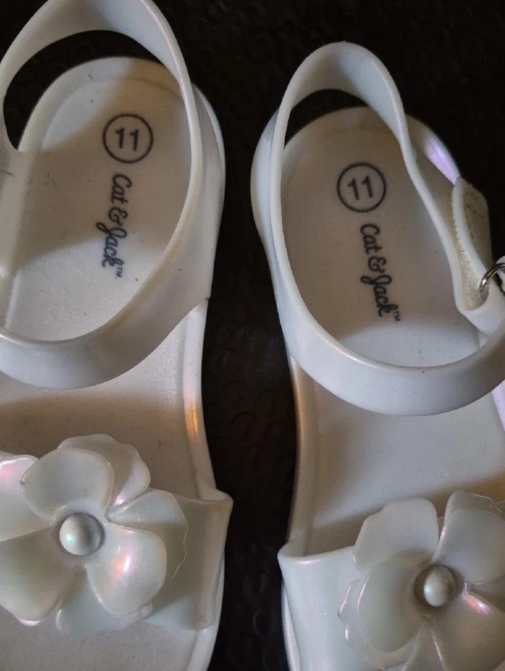 Girls White Flower Jelly Sandals - Size 11
